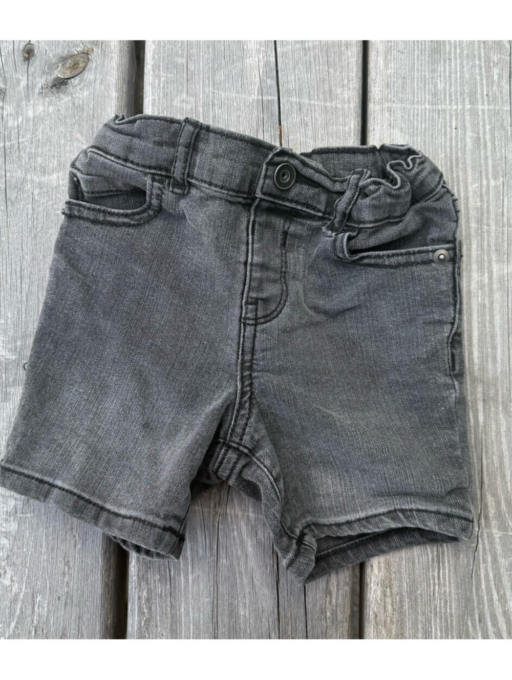 The Children's Place 18-24 Months Gray Denim Shorts w/ Pockets Button Closure